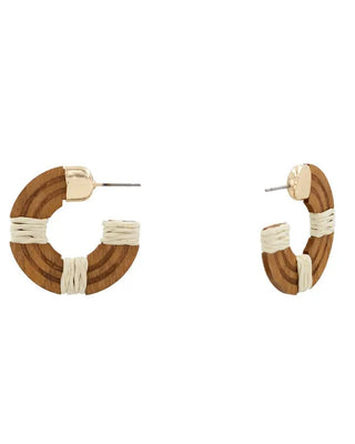 Natural Woven Wood Hoop Earrings