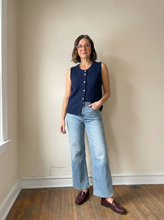 Load image into Gallery viewer, Navy Button Front Sweater Vest

