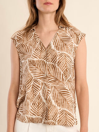 Palm Print Sleeveless Blouse