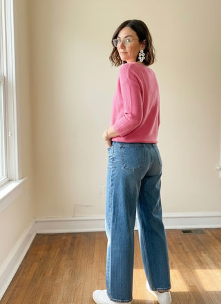 Hot Pink Fine Texture Boatneck Sweater