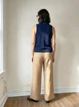 Load image into Gallery viewer, Tan Tailored Linen Blend Wide Leg Trousers
