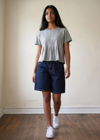 Pleated Ease Tee | Heather Gray