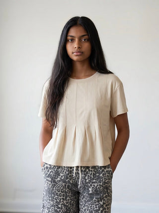 Pleated Ease Tee | Oat