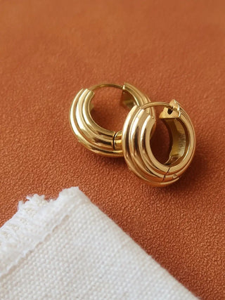 Ribbed Gold Huggie Earrings