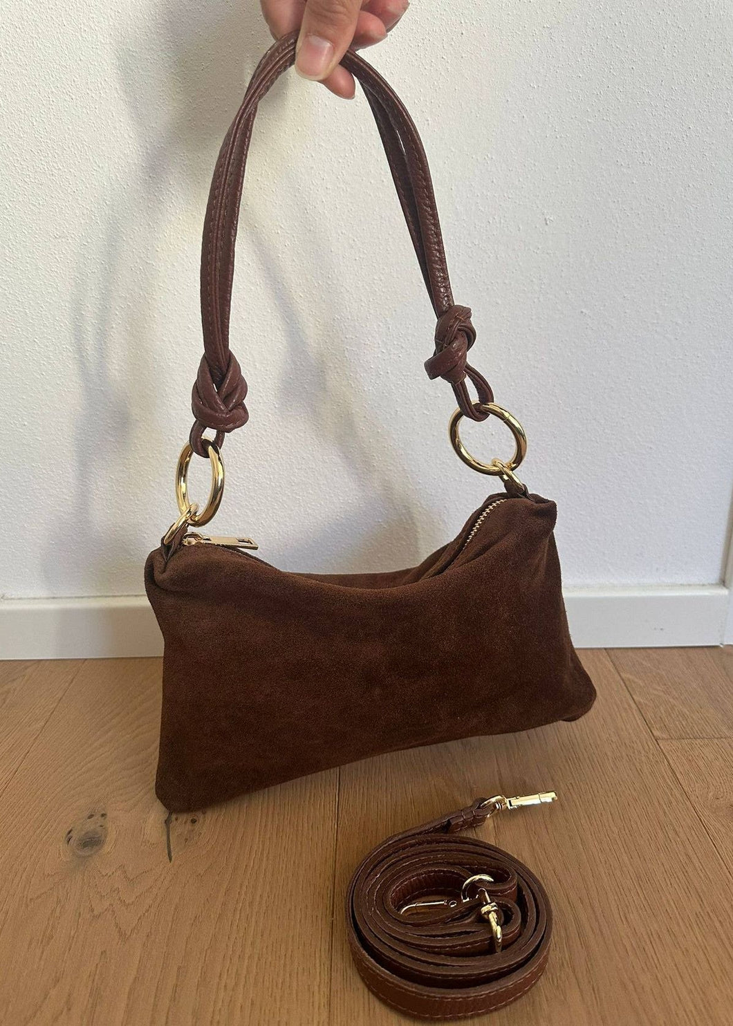 Sam Suede Shoulder Bag Brown