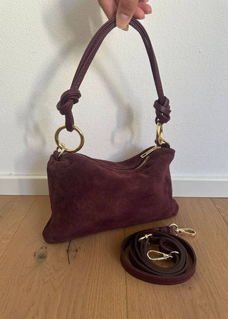 Sam Suede Shoulder Bag Burgundy