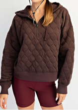 Load image into Gallery viewer, Nola Quilted Quarter Zip Hoodie | Espresso
