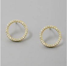 Load image into Gallery viewer, CZ Pave Circle Stud Earring
