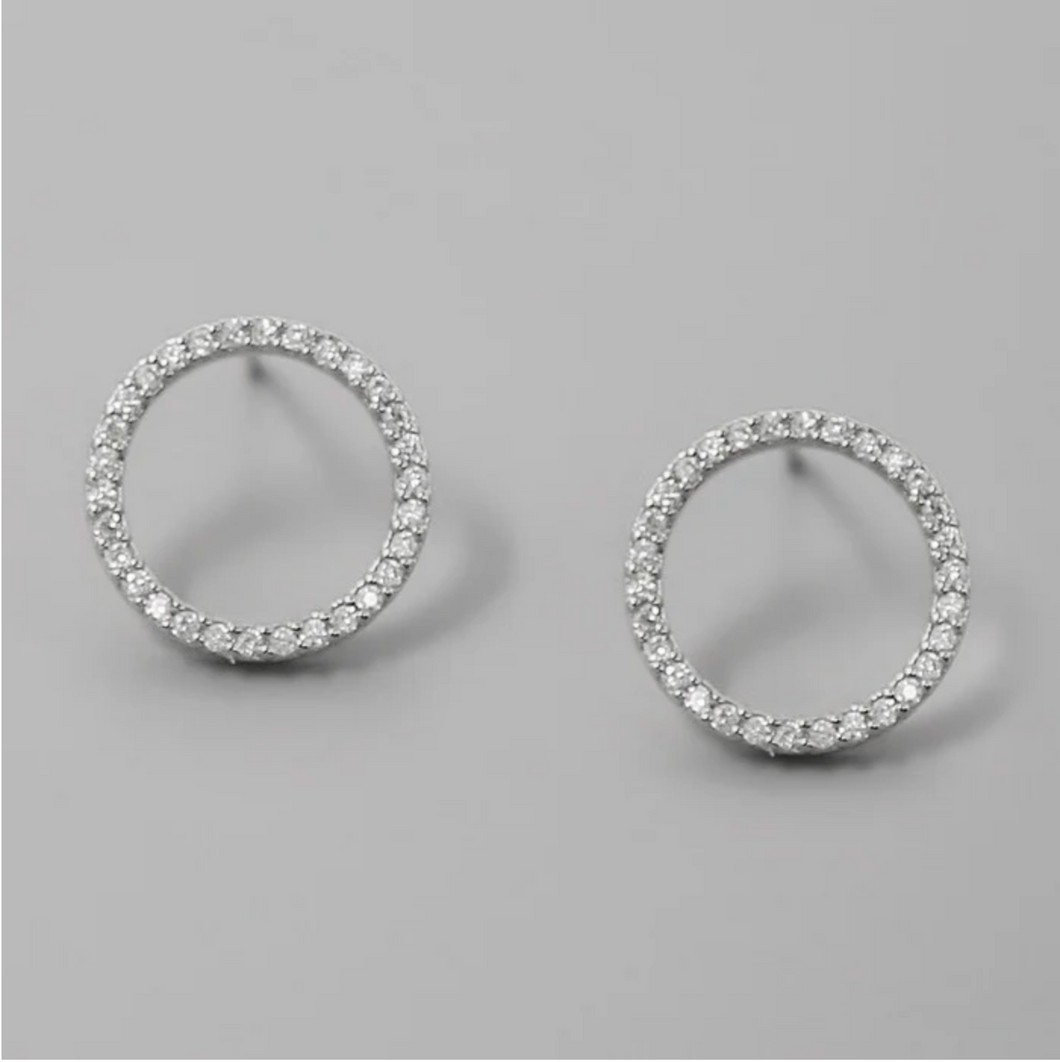 CZ Pave Circle Stud Earring