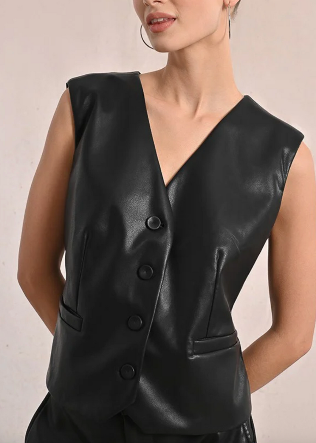Simone Faux Leather Vest