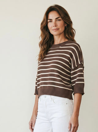 Seaside Stripe Knit Pullover | Brown 