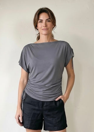 Slate Drape Tie Top