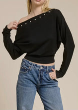 Load image into Gallery viewer, Studded Off-Shoulder Batwing Knit Top
