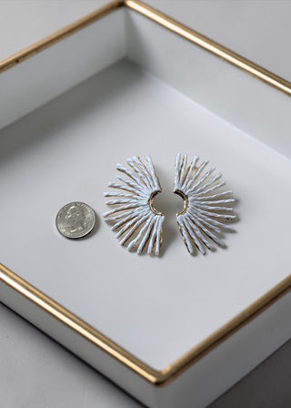 Sunburst Raffia Statement Earrings | Ivory 
