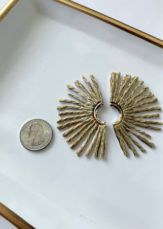 Sunburst Raffia Statement Earrings | Taupe