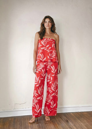 Sunset Palm Strapless Top