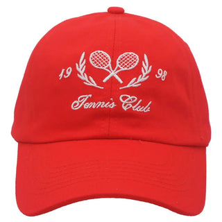 Tennis Club Embroidered Red Cap