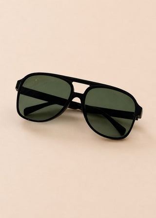 The Jetsetter Aviator Sunglasses | Black Green 