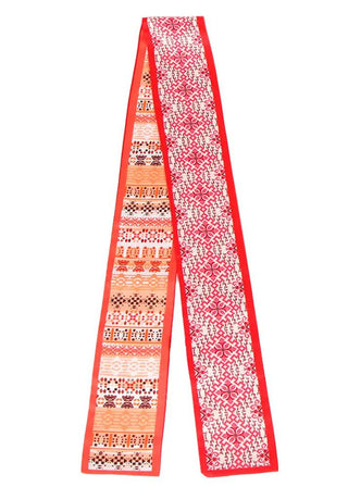 Twilly Jacquard Skinny Scarf | Red