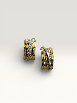 Two-Tone Ribbed Hoop Earrings