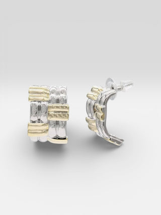 Two Tone Textured Hoop Earrings