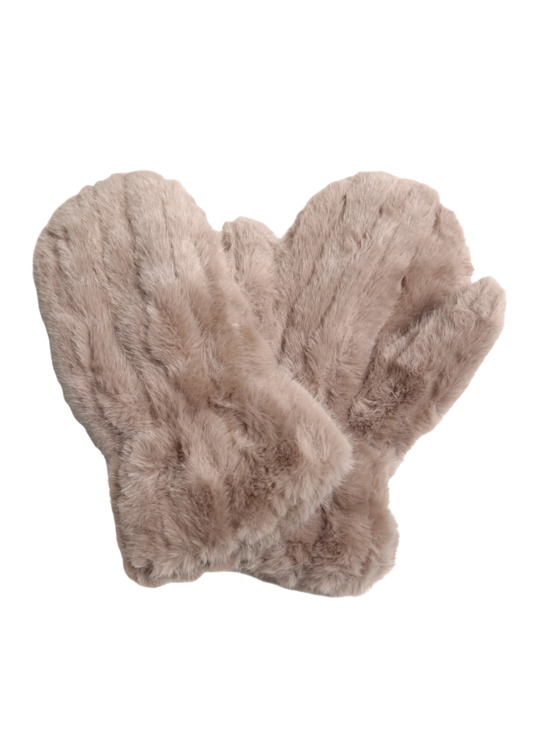 Seamed Faux Fur Mittens | Taupe