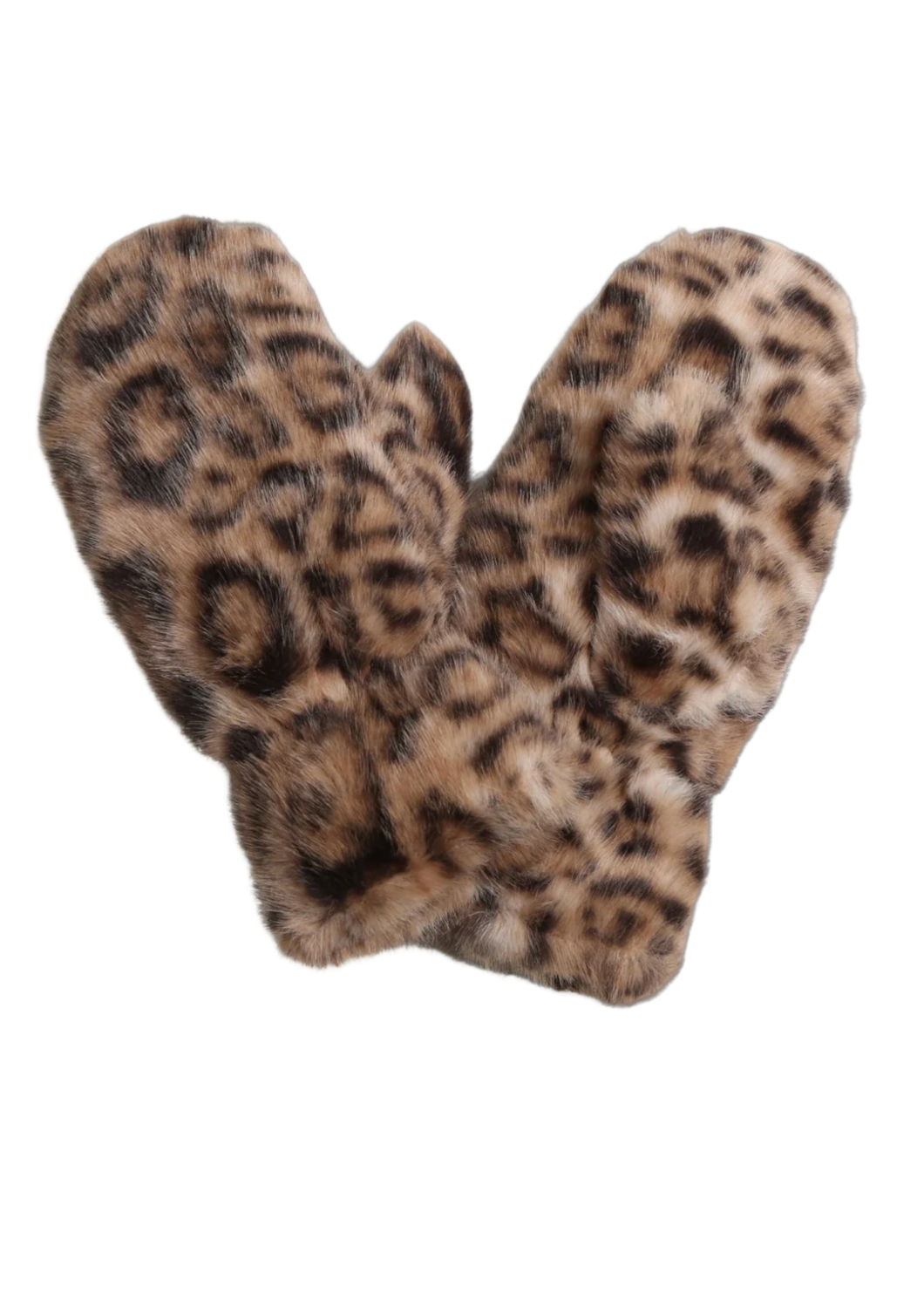Faux Fur Leopard Mitten | Tan