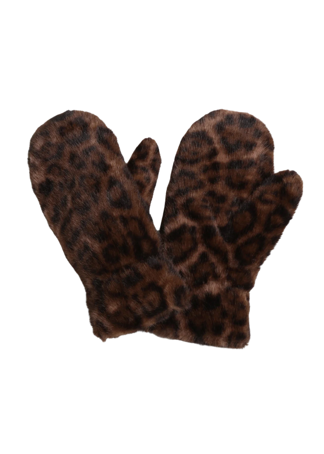 Faux Fur Leopard Mitten | Coffee
