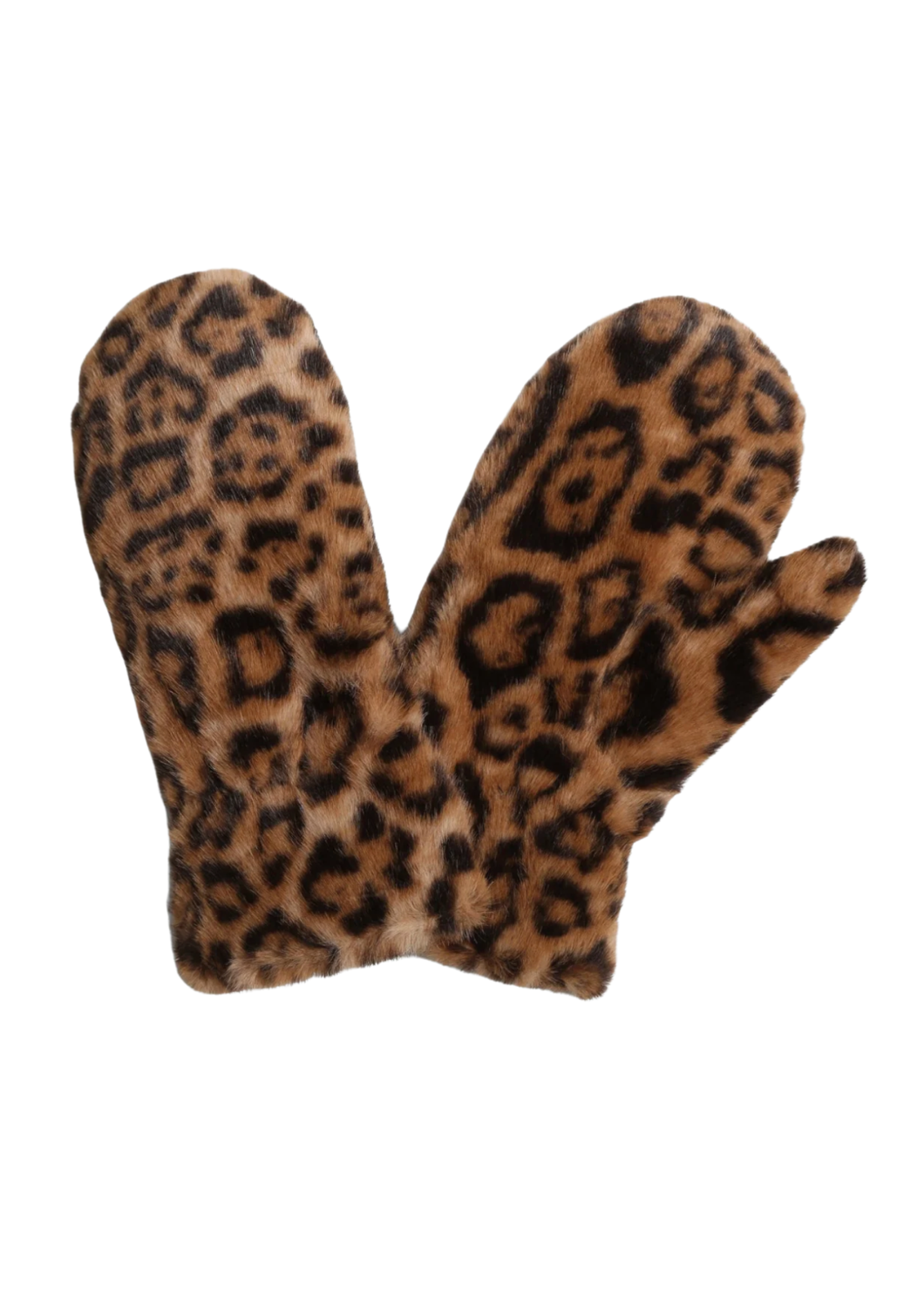 Faux Fur Leopard Mitten | Caramel