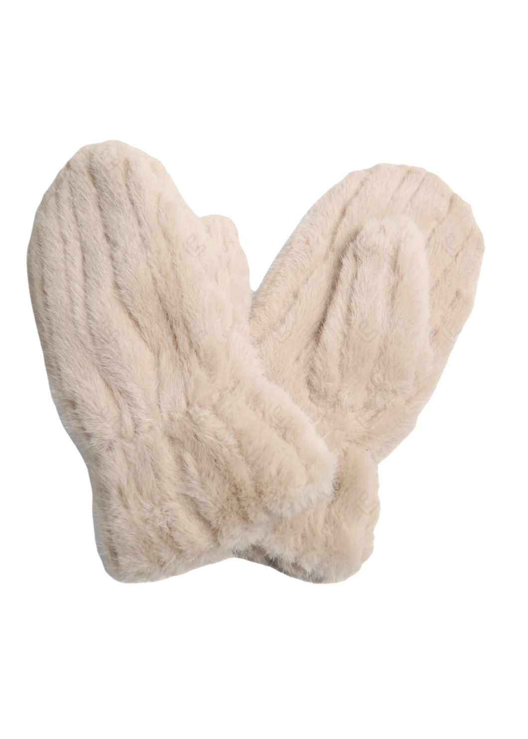 Seamed Faux Fur Mittens | Creamy Beige