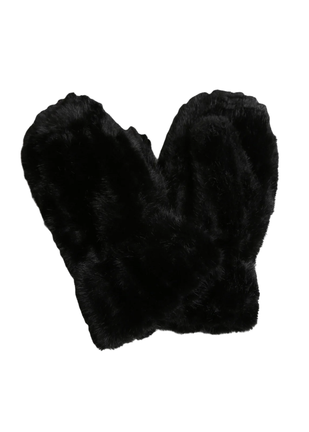 Seamed Faux Fur Mittens | Black