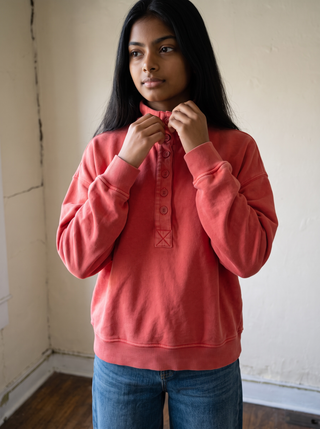 Vintage Wash Henley Pullover | Dark Red