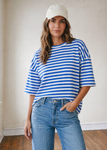 Load image into Gallery viewer, Weekend Stripe Relaxed Tee | Cobalt

