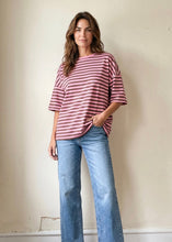 Load image into Gallery viewer, Weekend Stripe Relaxed Tee | Violet
