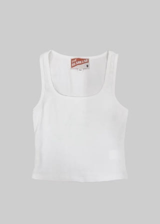 White Basic Square Neck Cropped Sleeveless Top