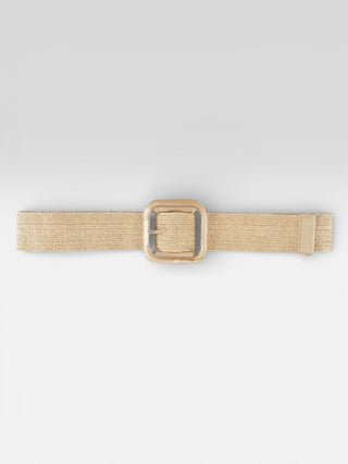 Woven Elastic Waist Belt with Marble Buckle