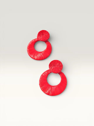 Woven Raffia Circle Earrings