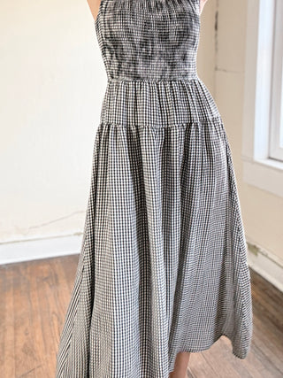 Checked Out Gingham Midi Dress | Black