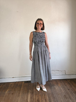 Checked Out Gingham Midi Dress | Black