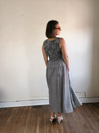 Checked Out Gingham Midi Dress | Black