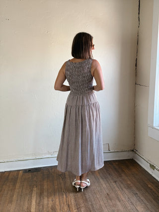 Checked Out Gingham Midi Dress | Brown