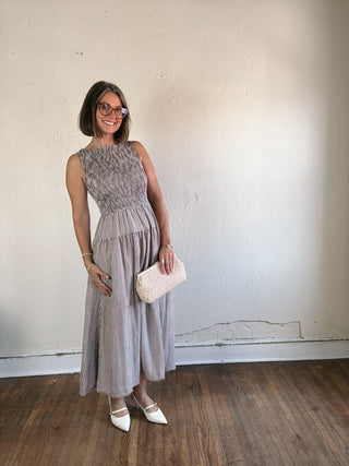 Checked Out Gingham Midi Dress | Brown