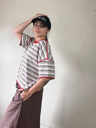 Striped Boxy Short Sleeve Top | Coco