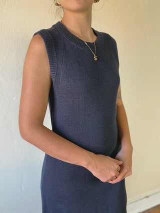 She + Sky Modern Muse sleeveless sweater dress in DMIN style, featuring a stylish and cozy knit design.