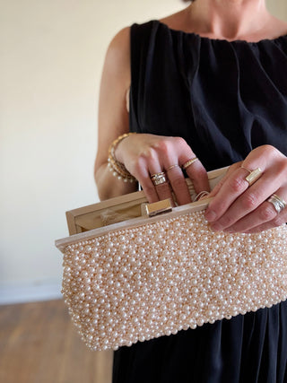 Pearl Beaded Evening Clutch