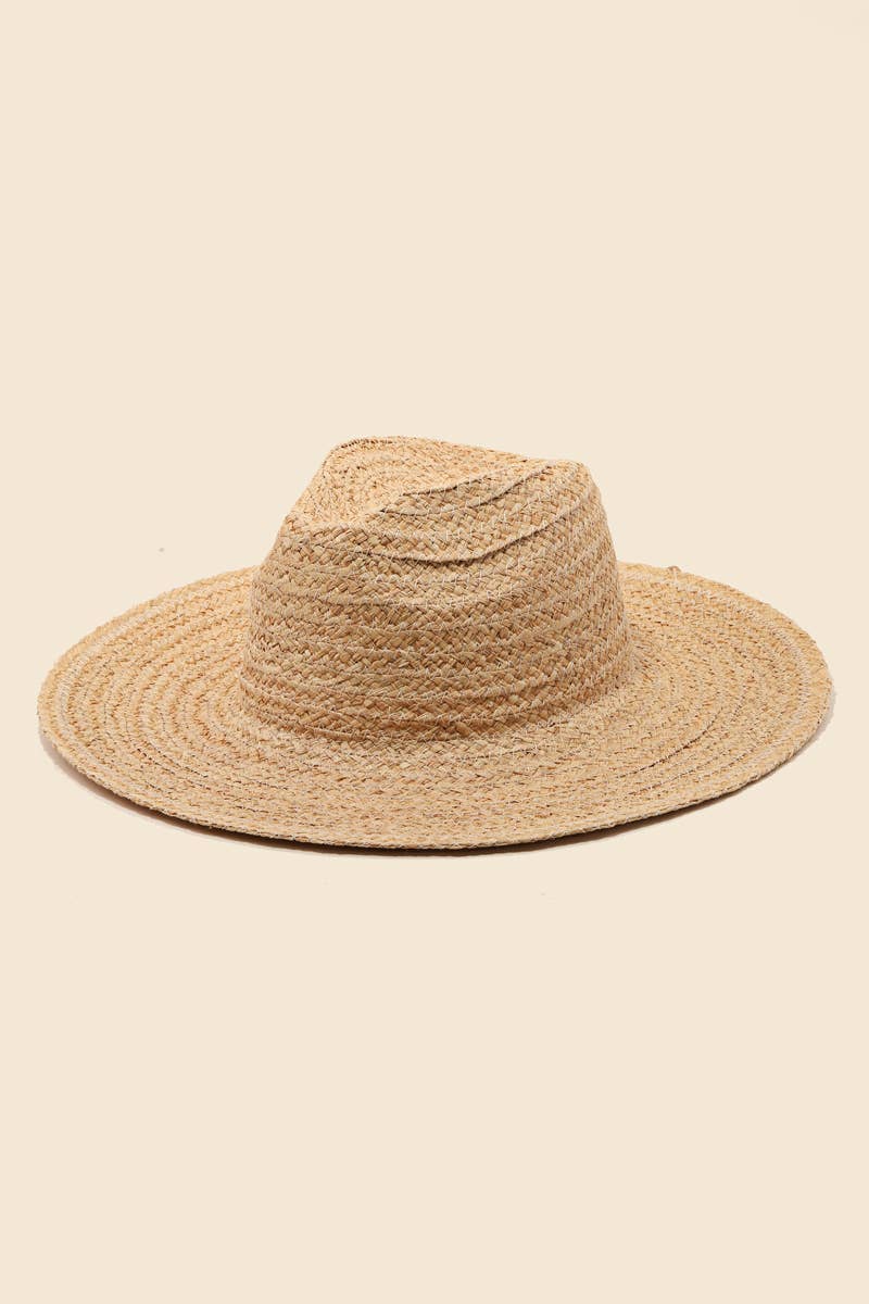 Straw Braid Flat Brim Sun Hat