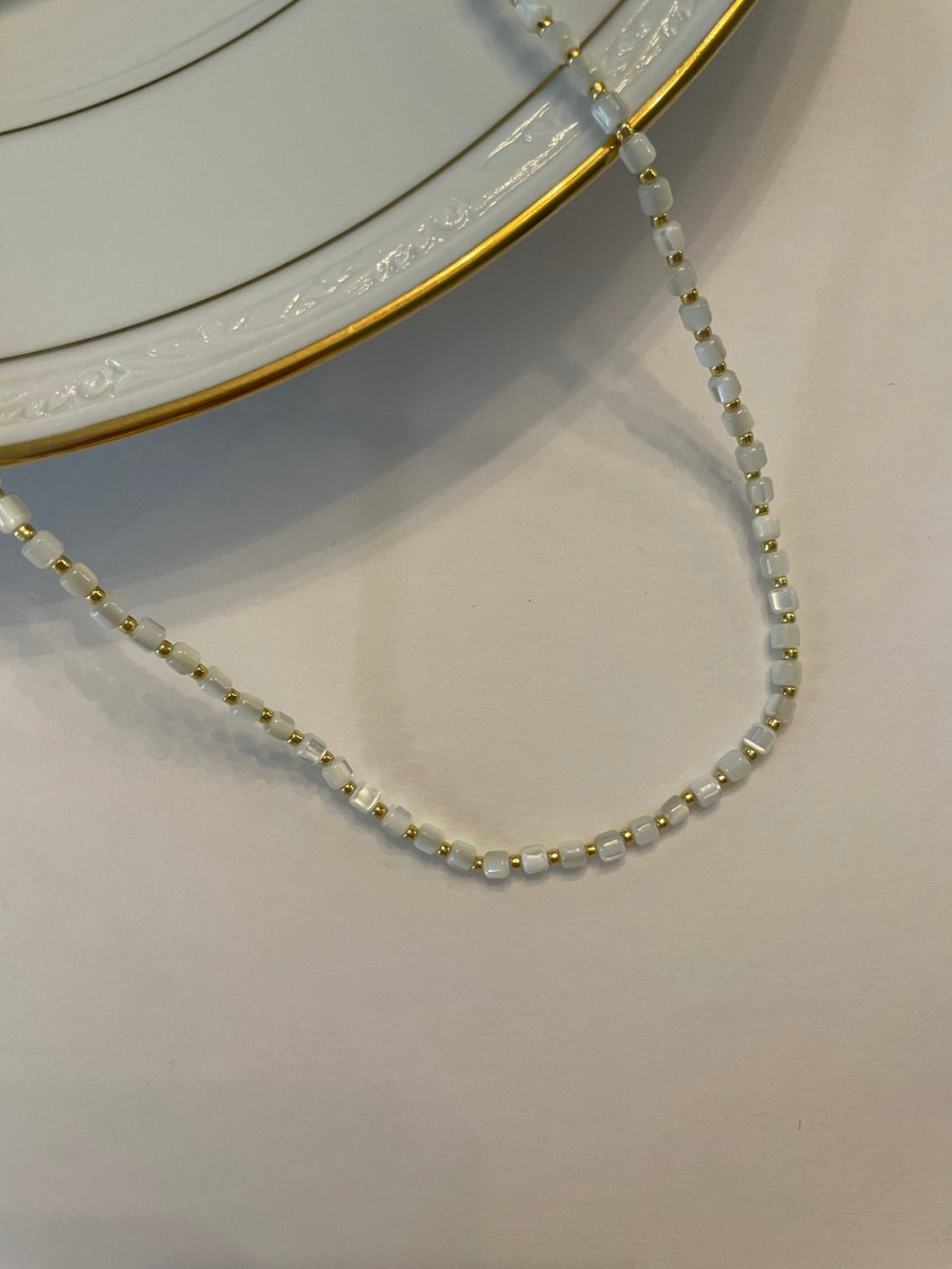 Gold and Pearl Bead Necklace