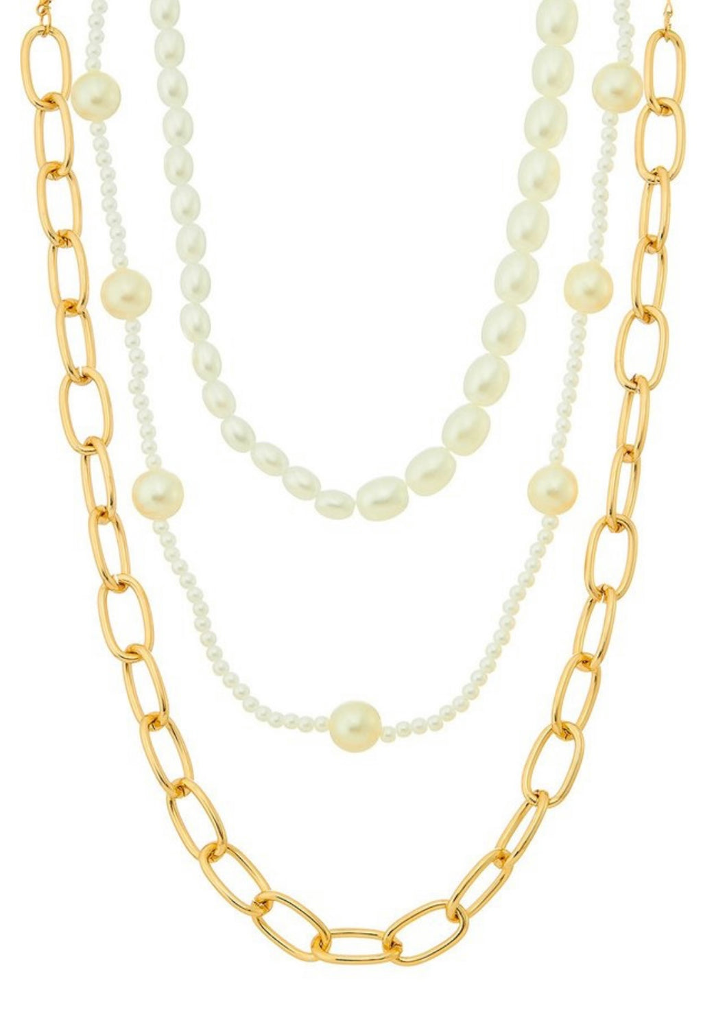 3 Piece Pearl Chain Necklace