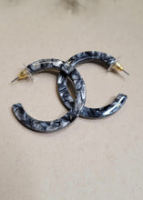 Load image into Gallery viewer, Black Marble Hoop Earrings
